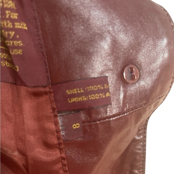 Etienne Aigner Button Down Red Belted Leather Jacket Women's Size 8 - Picture 15 of 16